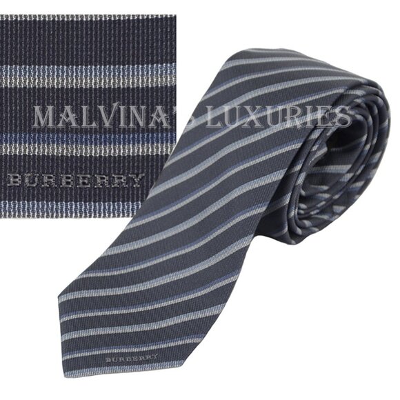 BURBERRY LONDON TIE WOVEN SILK CLASSIC STRIPED NEW AUTH - Picture 1 of 6